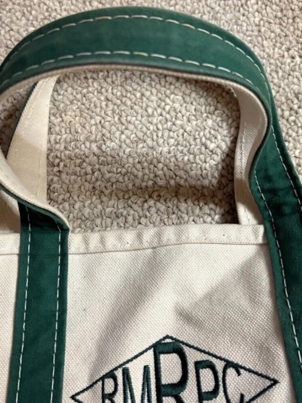 Vintage L.L.Bean Boat & Tote Small Canvas Bag Made in USA Forest Green Preppy - Picture 7 of 11